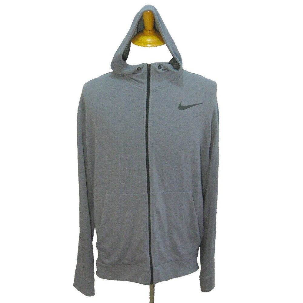 NIKE Mens (Size XL) Gray Long Sleeve Dri-Fit Athletic Hoodie Full Zip Sweatshirt